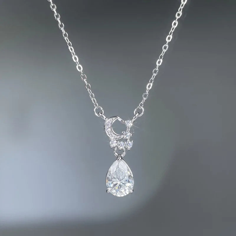 Collar con colgante de corazón de moissanita, cadena belcher de plata de ley 925, baño de oro, patente MST, marca MuShan Jewelry, para novia y San Valentín