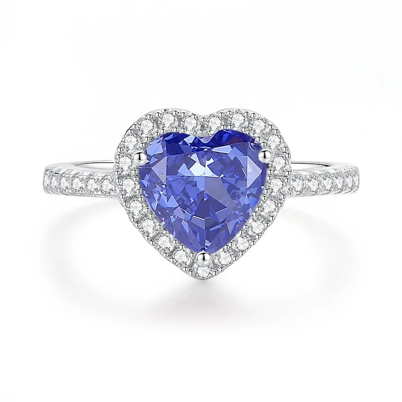 MUSHAN Luxury Jewelry S925 Sterling Silver Heart-Shaped Pink Zircon Heart Ring For Women'S Pappalacha High Carbon Diamond