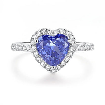 MUSHAN Luxury Jewelry S925 Sterling Silver Heart-Shaped Pink Zircon Heart Ring For Women'S Pappalacha High Carbon Diamond