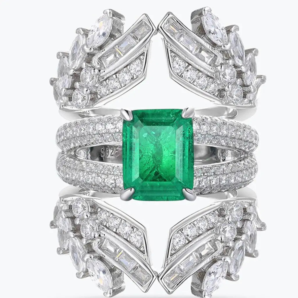 Anillo de plata de ley 925 de MuShan Luxury Jewelry, anillo radiante y elegante con rubí cultivado en laboratorio para mujer, anillos de aniversario chapados en oro de 18 quilates
