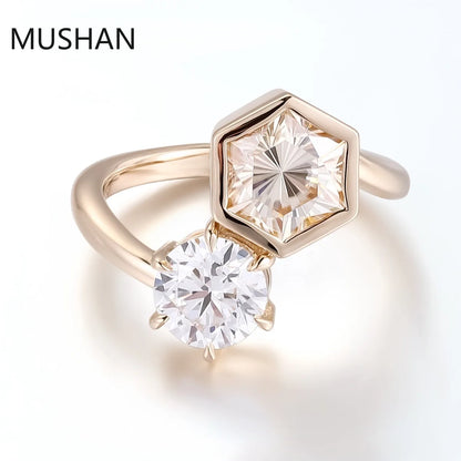 MUSHAN Luxury Custom 14K 18K Gold Rings Band Jewelry With Moissanite Diamond Lab Grown Gemstones Diamond Wedding Ring For Women