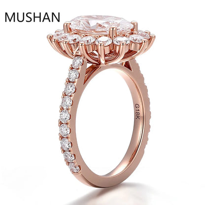 MUSHAN Luxury Custom 14K 18K Gold Rings Band Jewelry With Moissanite Diamond Lab Grown Gemstones Diamond Wedding Ring For Women