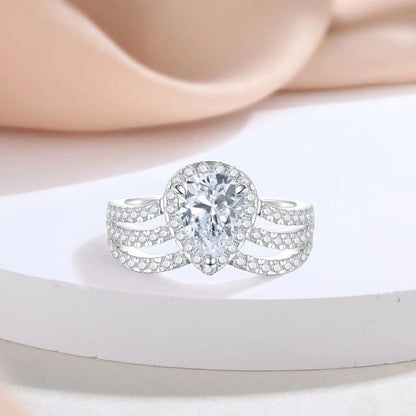 MuShan Designer Jewelry 925 Sterling Silver Ring Zircon 5A Marquise Bridal Party for Fiancee Rhodium Plated Fine Jewelry Rings