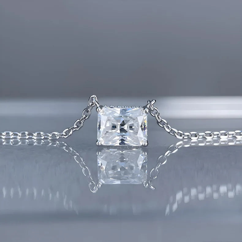 MuShan Luxury Jewelry 925 Sterling Silver Drop Y Necklace Floral Moissanite Formal Platinum Plated for Sister MST Patent Drop Ys