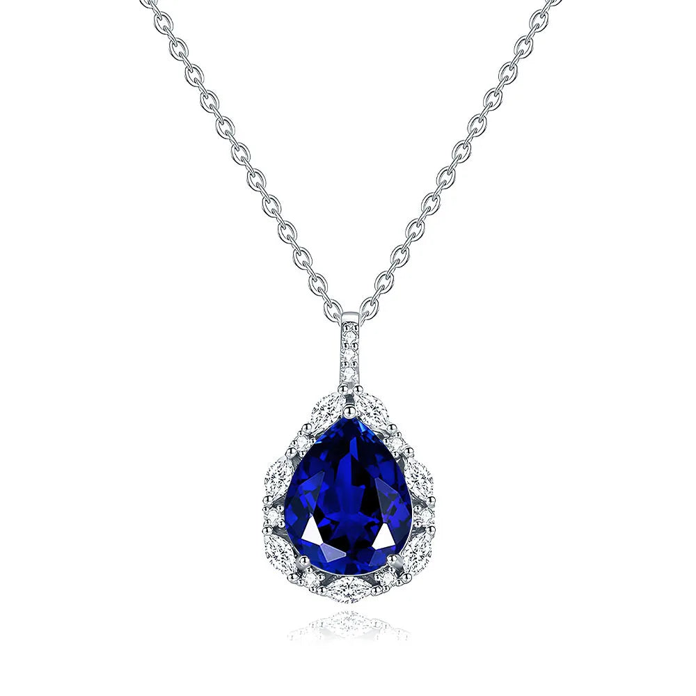 MuShan Jewelry 925 Sterling Silver Necklace Pendant Chain HCD Gemstones Christmas Gift Girlfriend Gift Women Necklaces Jewelry