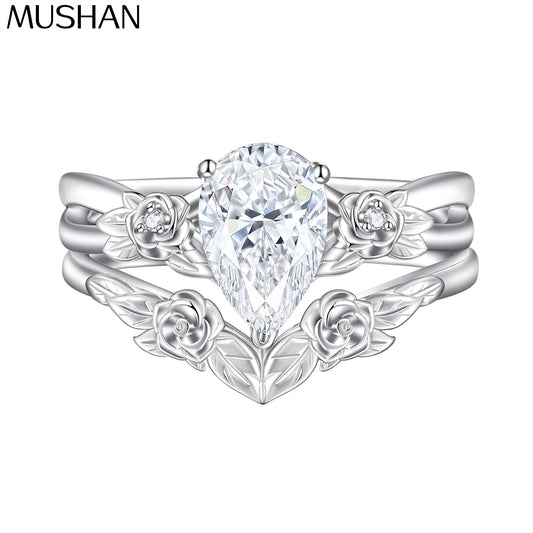 Bague MuShan Designer Jewelry en argent sterling 925, zircon grade 7A, cœur éternité pour femme, bijou de luxe plaqué or véritable