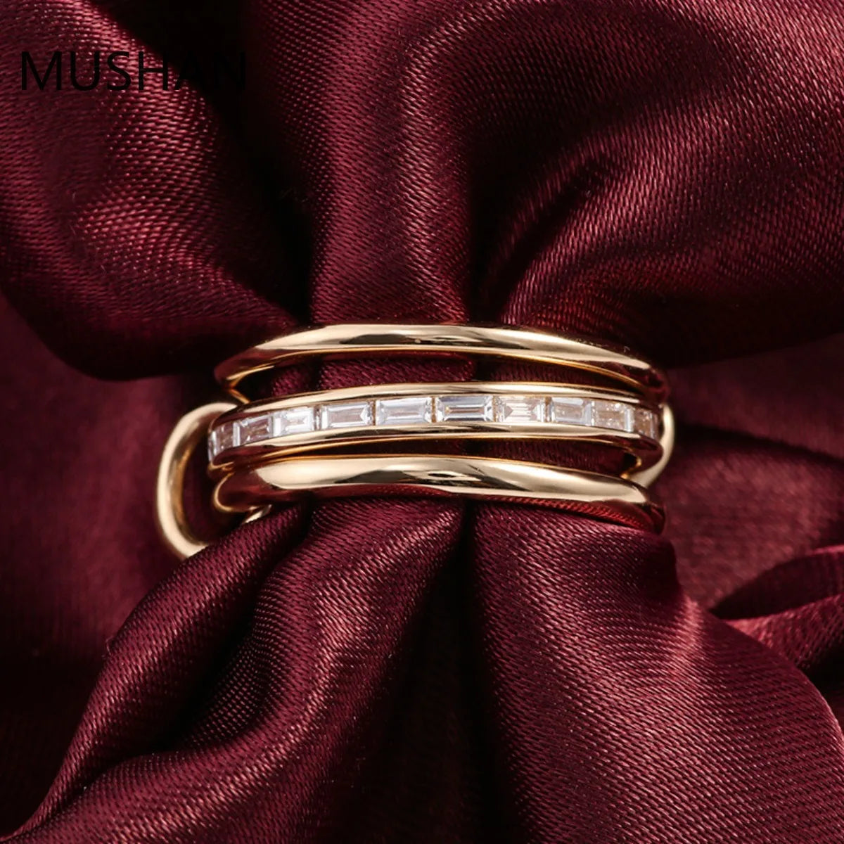 MUSHAN Luxury Custom 14K 18K Gold Rings Band Jewelry With Moissanite Diamond Lab Grown Gemstones Diamond Wedding Ring For Women