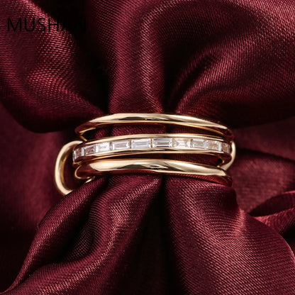 MUSHAN Luxury Custom 14K 18K Gold Rings Band Jewelry With Moissanite Diamond Lab Grown Gemstones Diamond Wedding Ring For Women