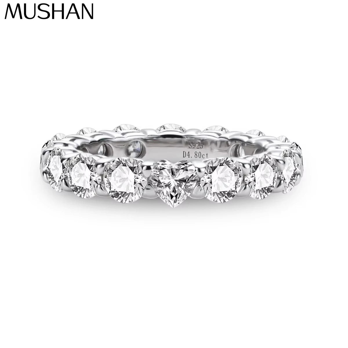 Anillo de plata de ley 925 de MuShan Luxury Jewelry con moissanita VVS, impresionante anillo para hermana bañado en oro de 18K, joyería fina con patente MST