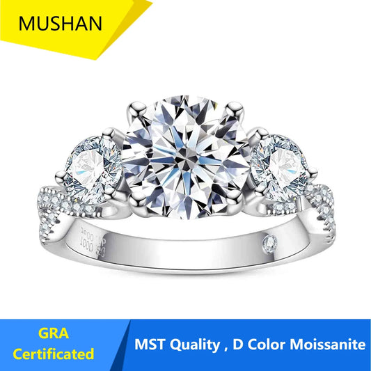 MUHAN Luxury Jewelry  925 Sterling Silver Ring Wedding Band  Women GRA Certificate Moissanite Diamond Rings D Color Fine Jewelry