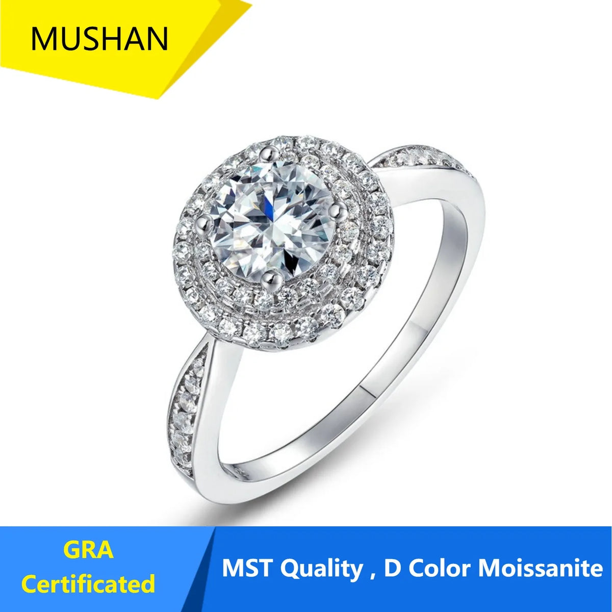 MUHAN Luxury Jewelry  925 Sterling Silver Ring Wedding Band  Women GRA Certificate Moissanite Diamond Rings D Color Fine Jewelry