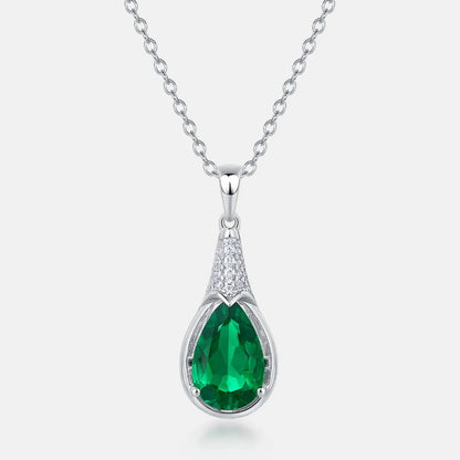 MUSHAN Luxury Jewelry 925 Sterling Silver Chain Pendant Necklace Lab Grown Emerald Ruby Gemstones Necklaces Pendants GRC Jewelry