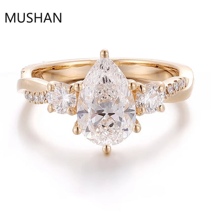 MUSHAN Luxury Custom 14K 18K Gold Rings Band Jewelry With Moissanite Diamond Lab Grown Gemstones Diamond Wedding Ring For Women