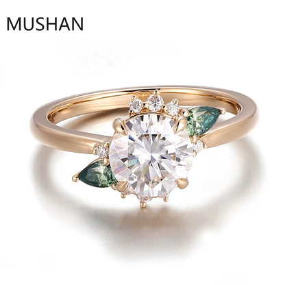 MUSHAN Luxury Custom 14K 18K Gold Rings Band Jewelry With Moissanite Diamond Lab Grown Gemstones Diamond Wedding Ring For Women