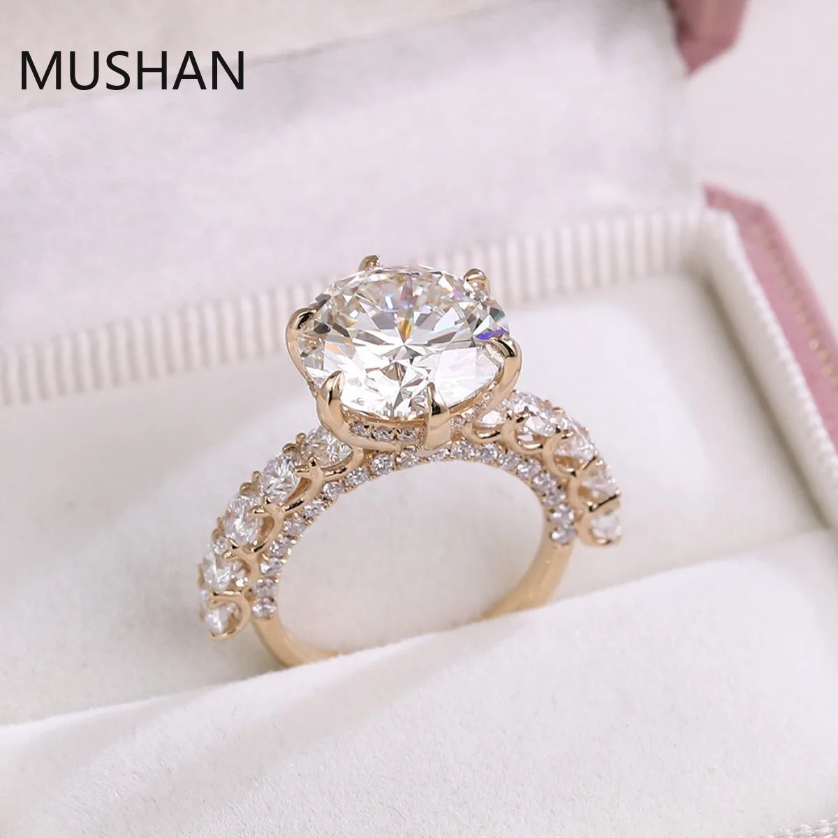 MUSHAN Luxury Custom 14K 18K Gold Rings Band Jewelry With Moissanite Diamond Lab Grown Gemstones Diamond Wedding Ring For Women