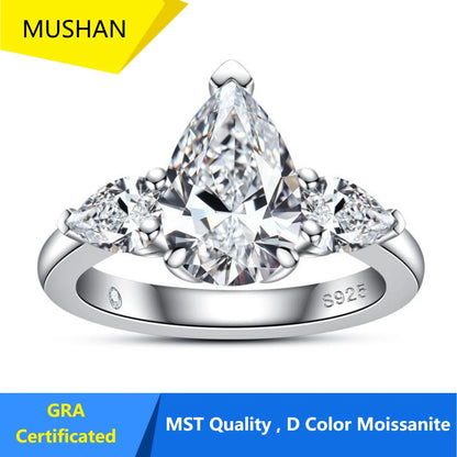 Bague de mariage en argent sterling 925 MUHAN Luxury Jewelry pour femme, bague en diamant moissanite certifié GRA, couleur D, bijou de luxe