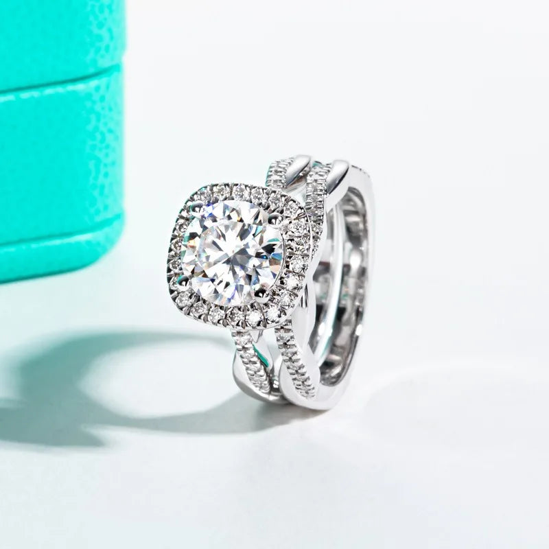 MUSHAN Luxury Jewelry 925 Sterling Silver Ring Band Women GRA Certificated Moissanite Diamond Emerald D Color Rings Fine Jewelry