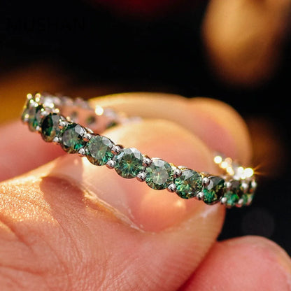 Anillos de boda de lujo MUSHAN de 14K y 18K, joyería con diamantes de moissanita y piedras preciosas cultivadas en laboratorio para mujer