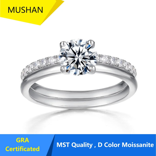 MUHAN Luxury Jewelry  925 Sterling Silver Ring Wedding Band  Women GRA Certificate Moissanite Diamond Rings D Color Fine Jewelry