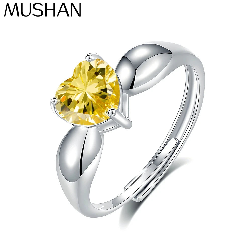 MuShan Jewelry 925 Sterling Silver Ring Wedding Band High Carbon Diamond Bridal Shower  Her Gift Women Rings Fine Jewelry