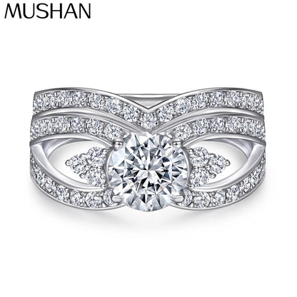 MuShan Jewelry 925 Sterling Silver Ring Wedding Band High Carbon Diamond Wedding Bridal Bridal Jewelry Women Rings Fine Jewelry