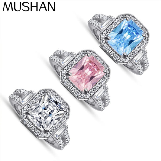 Anillos de compromiso de plata de ley 925 de MuShan Jewelry, bandas con circonita cúbica 5A, anillos románticos, bandas de aniversario, regalo para mujer