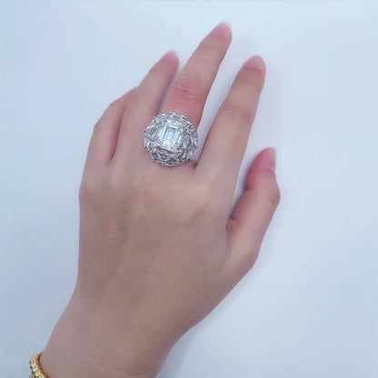 Anillo de lujo MUSHAN de plata de ley 925, moissanita color D, anillo clásico para mujer, chapado en oro de 18K, joyería con patente MST