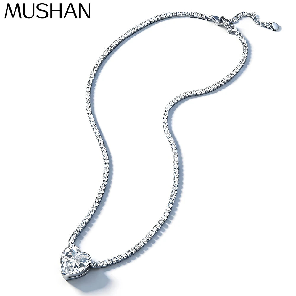 MuShan Designer Jewelry 925 Sterling Silver Necklace Emerald Moissanite for Mom Platinum Plated MST Patent Festive Necklace
