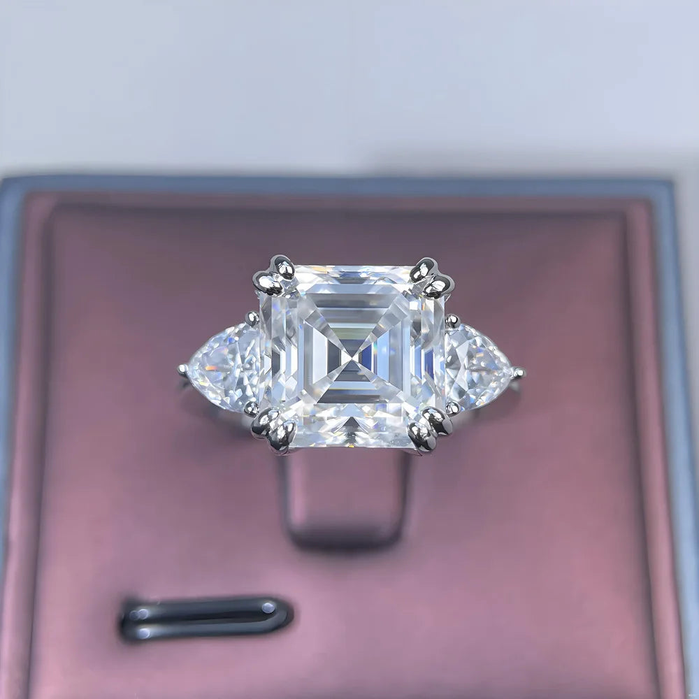 MuShan Jewelry 925 Sterling Silver Ring Wedding Band 5ct Moissanite Diamond Rings Jewelry D Color VVS1 Level GAR Cerfitiface