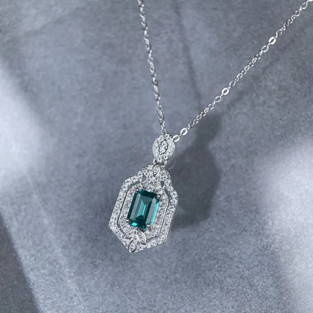 MuShan Jewelry 925 Sterling Silver Necklace Pendant Chain HCD Gemstones Minimalist Style Elegant Style Women Necklaces Jewelry