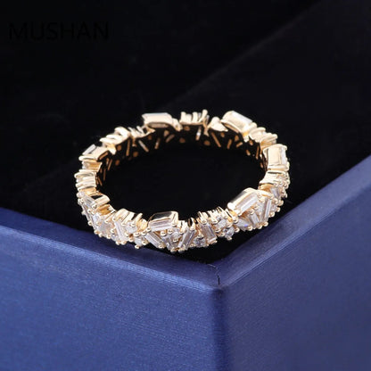 MUSHAN Luxury Custom 14K 18K Gold Rings Band Jewelry With Moissanite Diamond Lab Grown Gemstones Diamond Wedding Ring For Women