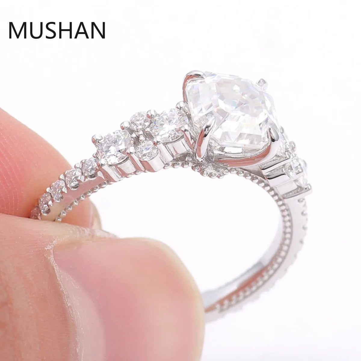 MUSHAN Luxury Custom 14K 18K Gold Rings Band Jewelry With Moissanite Diamond Lab Grown Gemstones Diamond Wedding Ring For Women