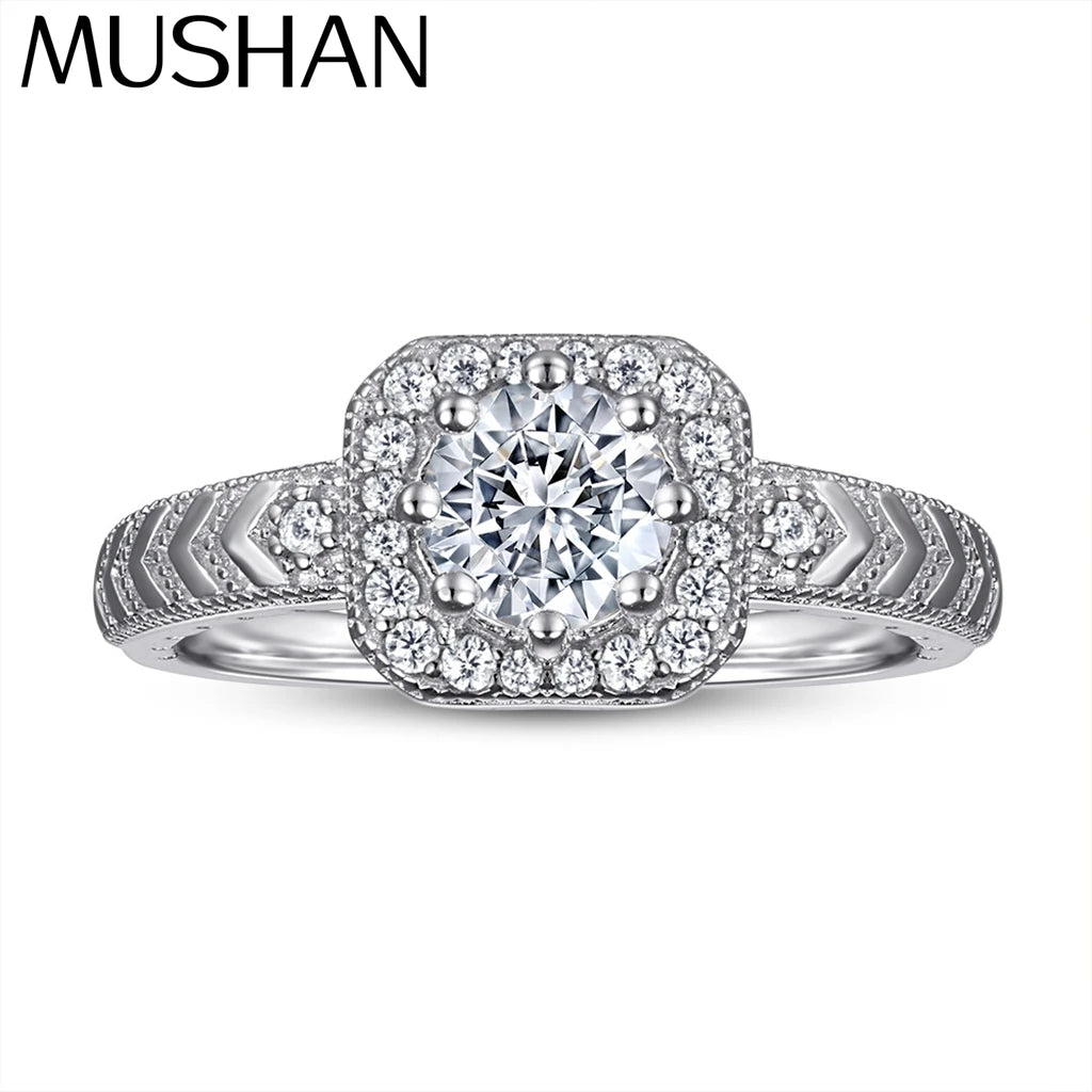 MuShan Jewelry 925 Sterling Silver Rings Bands Engagement Ring 7A Cubic Zirconia  Her Rings Bands Anniversary  Women Gift
