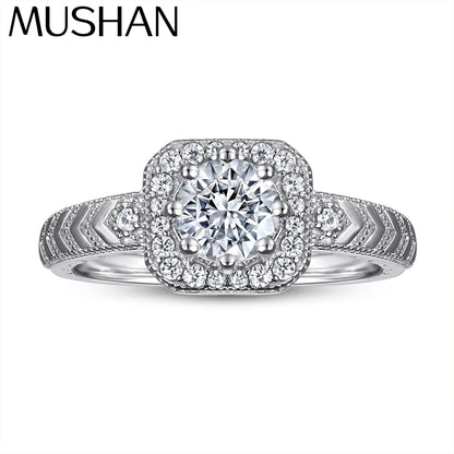 MuShan Jewelry 925 Sterling Silver Rings Bands Engagement Ring 7A Cubic Zirconia  Her Rings Bands Anniversary  Women Gift