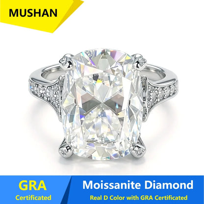 MUSHAN Luxury Jewelry 925 Sterling Silver Ring Band Women GRA Certificated Moissanite Diamond Emerald D Color Rings Fine Jewelry