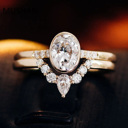 MUSHAN Luxury Custom 14K 18K Gold Rings Band Jewelry With Moissanite Diamond Lab Grown Gemstones Diamond Wedding Ring For Women