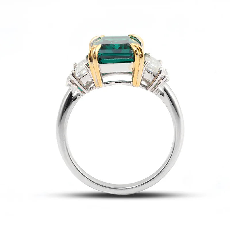 Anillo de compromiso MUSHAN Bespoke Jewelry con esmeralda de laboratorio de 9*11 mm, banda en platino PT950, oro de 10K, 14K o 18K, joyería para mujer