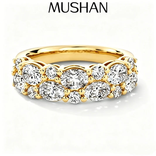 MUSHAN Custom Jewelry 925 Sterling Silver Ring Moissanite D Color VVS1 Designer Statement Classic Pure Oval Rings Diamond