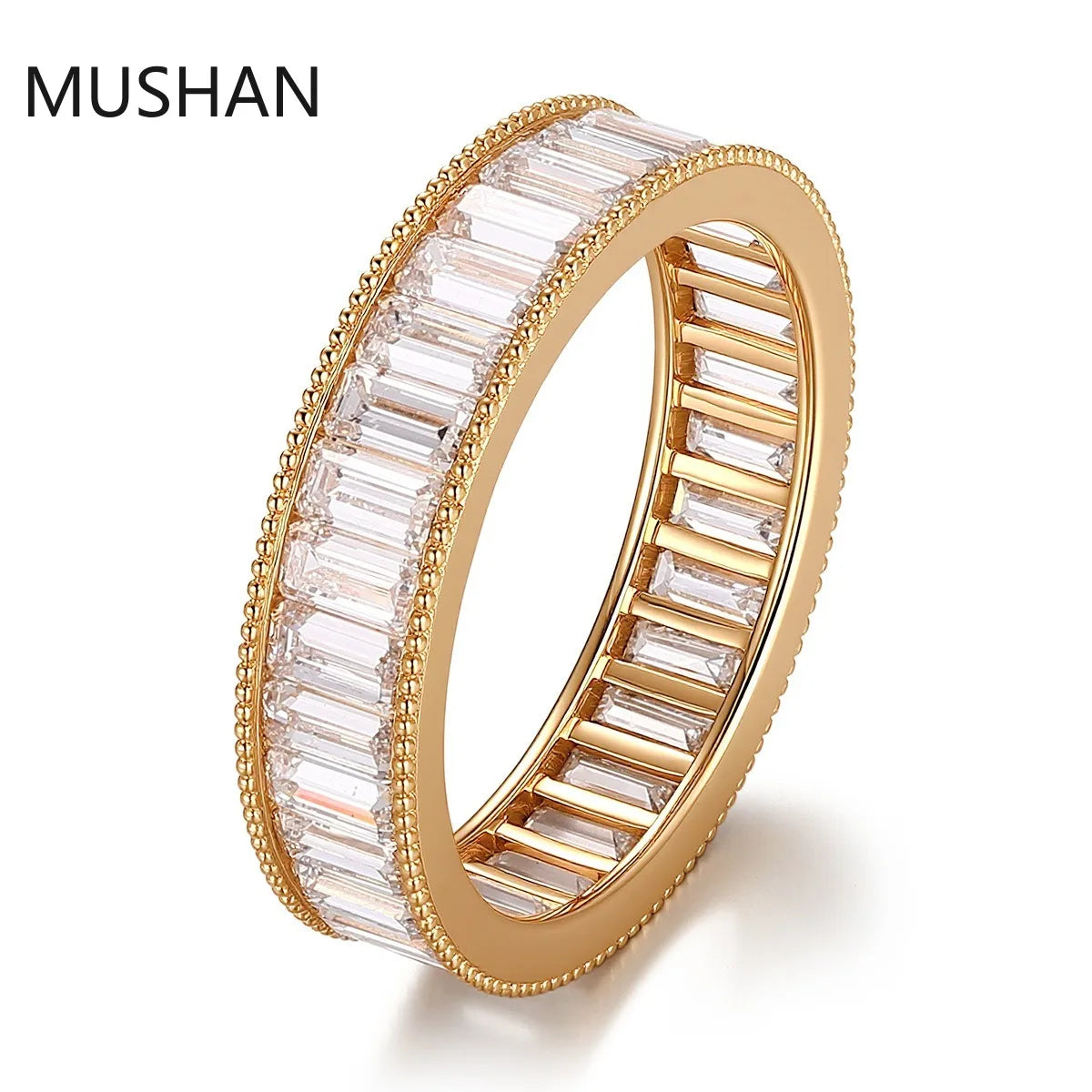 MUSHAN Luxury Custom 14K 18K Gold Rings Band Jewelry With Moissanite Diamond Lab Grown Gemstones Diamond Wedding Ring For Women