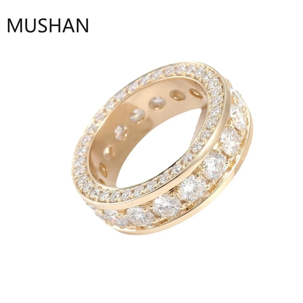 MUSHAN Luxury Custom 14K 18K Gold Rings Band Jewelry With Moissanite Diamond Lab Grown Gemstones Diamond Wedding Ring For Women