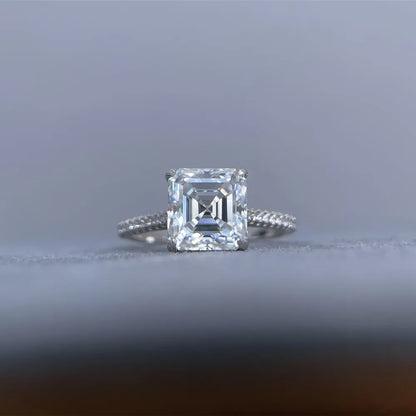 MUSHAN Bijoux de luxe Bague en argent sterling 925 pour femme, diamant moissanite émeraude certifié GRA, couleur D, joaillerie fine