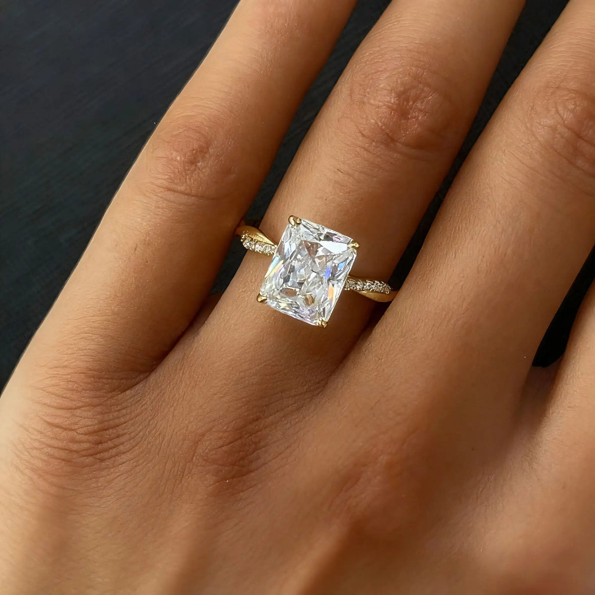 Anillo de plata de ley 925 marca MuShan con moissanita redonda, anillo navideño para mamá, chapado en oro auténtico de 18K, joyería con patente MST