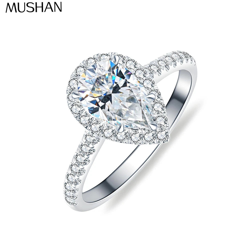 MUSHAN Luxury Jewelry  925 Sterling Silver Ring D Color Moissanite Anniversary Ring for Ladies 18K Gold Plated MST Patent Rings