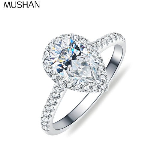 MUSHAN Luxury Jewelry  925 Sterling Silver Ring D Color Moissanite Anniversary Ring for Ladies 18K Gold Plated MST Patent Rings