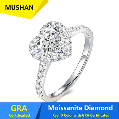 Bague MUSHAN Luxury Jewelry en argent sterling 925 pour femme, diamant moissanite émeraude certifié GRA, couleur D, joaillerie fine