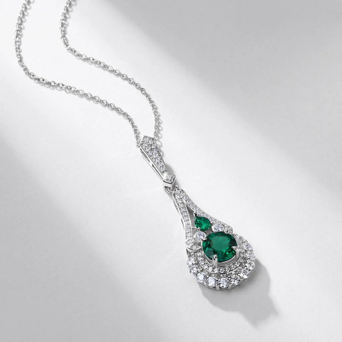 MUSHAN Luxury Jewelry 925 Sterling Silver Chain Pendant Necklace Lab Grown Emerald Ruby Gemstones Necklaces Pendants GRC Jewelry