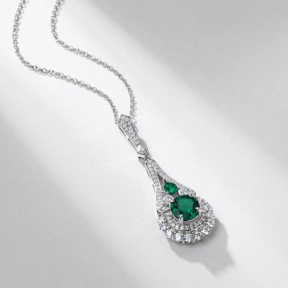 MUSHAN Luxury Jewelry 925 Sterling Silver Chain Pendant Necklace Lab Grown Emerald Ruby Gemstones Necklaces Pendants GRC Jewelry