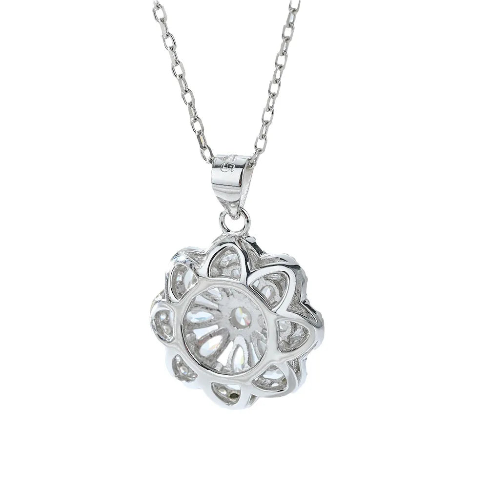 Collar con colgante de plata de ley 925 de MuShan Jewelry, cadena con piedras preciosas HCD, estilo clásico, joyería premium para mujer.
