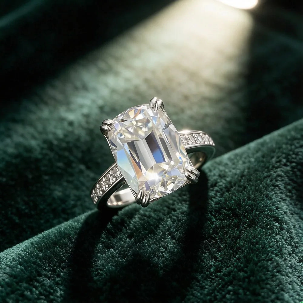 Bague en argent sterling 925 MUSHAN Luxury Jewelry pour femme, diamant moissanite émeraude certifié GRA, couleur D, joaillerie fine