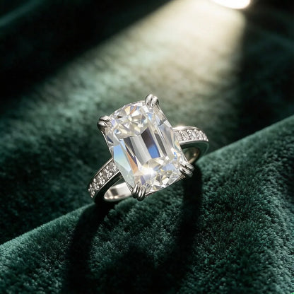 Bague en argent sterling 925 MUSHAN Luxury Jewelry pour femme, diamant moissanite émeraude certifié GRA, couleur D, joaillerie fine